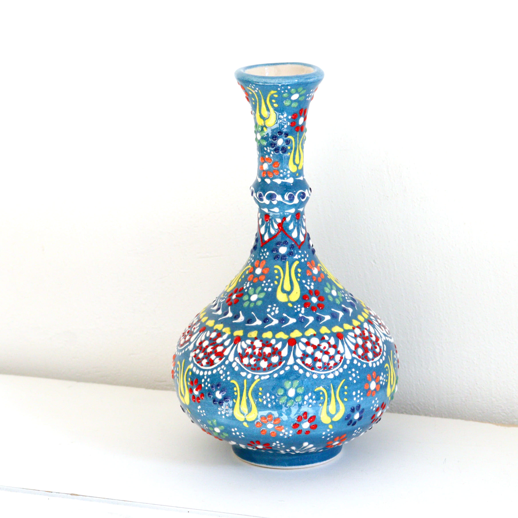 トルコ陶器 花瓶 一輪挿し フラワーベース 高さ20×直径12cm フラワー