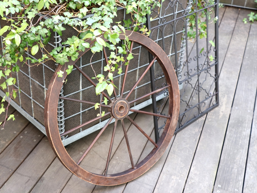 車輪 58cm 特大 木/鉄製 アンティーク ガーデニング 雑貨 【公式通販】