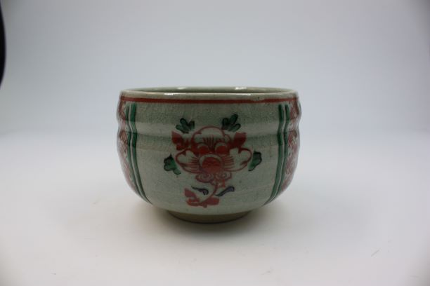 茶道具 渋草焼 渋草柳三作 色絵竹文 茶布筒 共箱 V