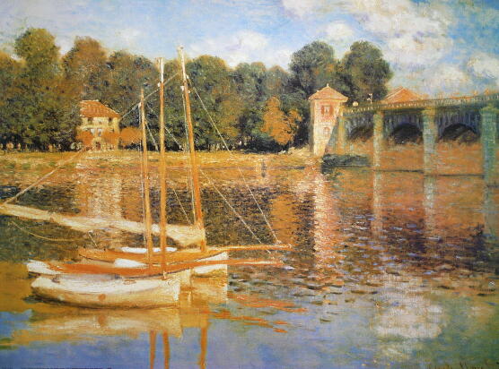 モネ『アルジャントゥイユの橋』前面ガラス 73×62cm大 モネ