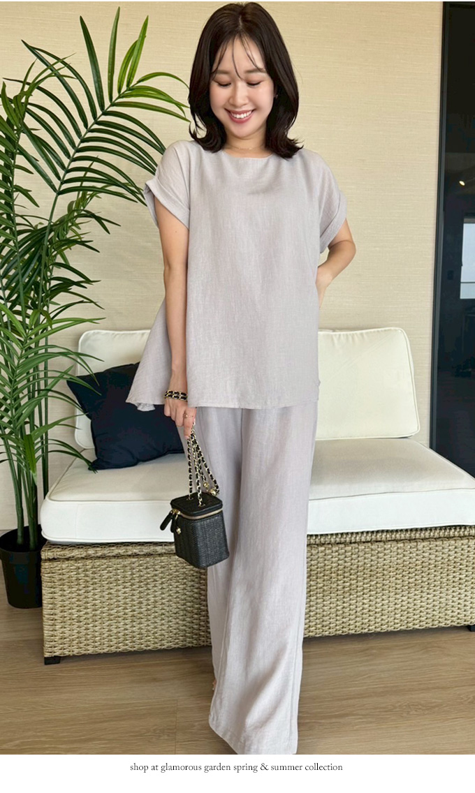 リネンライク半袖セットアップ【7g-831-05670】