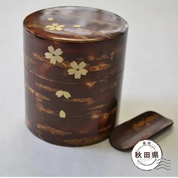 桜皮細工 茶缶平150g無地桜セット 布箱｜ギフトプラザオンライン