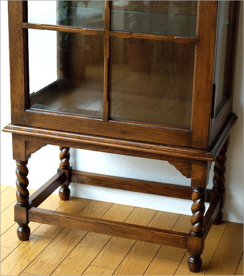 値下げ※【展示品】ヴィンテージ 木製 ガラスキャビネット グレー