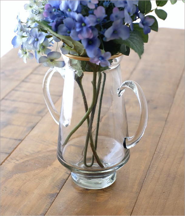 アンティーク ガラス フラワーベース アイアンフレーム 吹きガラス