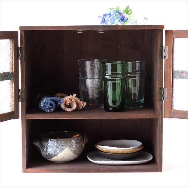 木製 ラック キャビネット 飾り棚 置物台 花台 踏み台 2段 シャビー