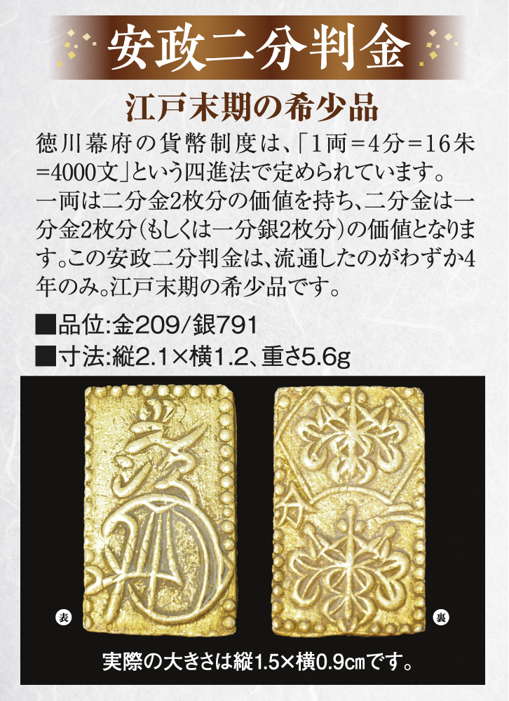 安政二分判金 - 三宝堂オンラインショップ