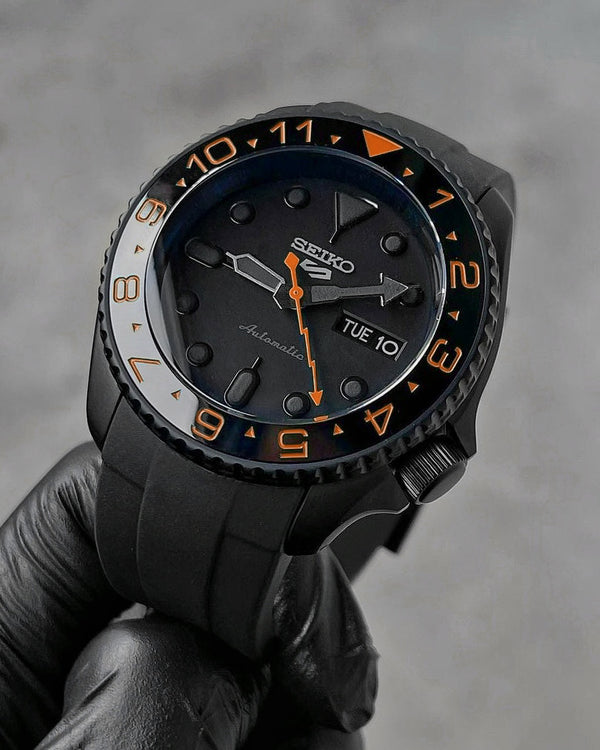 Ceramic Insert - 007 Dual Time Black X Orange - DLW WATCHES
