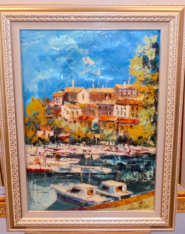 Amleto Colucci イタリア画家 油絵 風景画 海辺の家 オリジナル 【公式