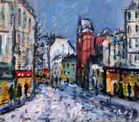 絵画 599 油絵/風景/東京/街角/本駒込/屋敷/通り/F6号 絵画 599 油絵/風景/