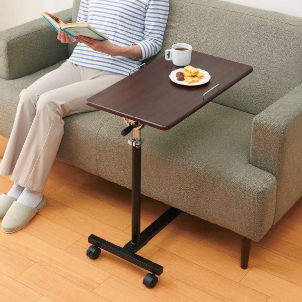 🌈A昇降式テーブル【リブラ80×40cm／ダークブラウン色】昇降テーブル