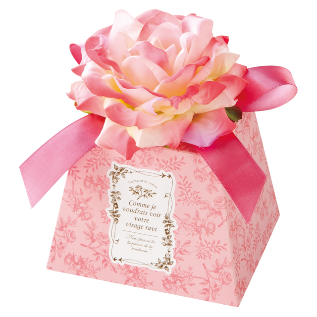 造花付フレグラントフラワーギフトBOX/ピンク-M(W130(92)×D106(75