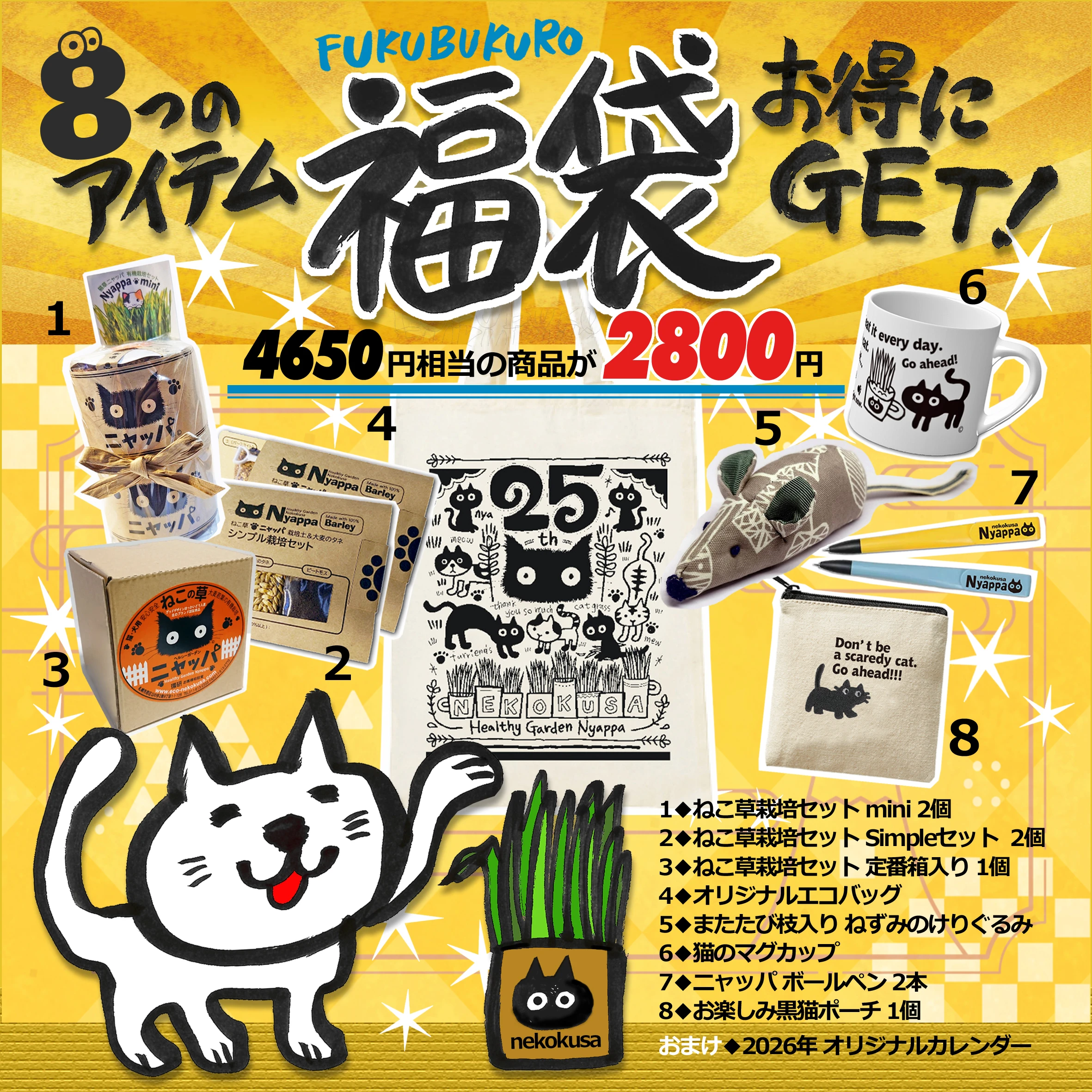 ◇福袋◇ ねこ草ニャッパ福袋2026 | ブログ | 無農薬大麦の猫草栽培