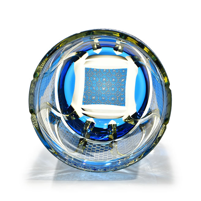 ガラス工芸 江戸切子 華硝 グラス 高杯 箱付 C R9094 ガラス工芸 江戸