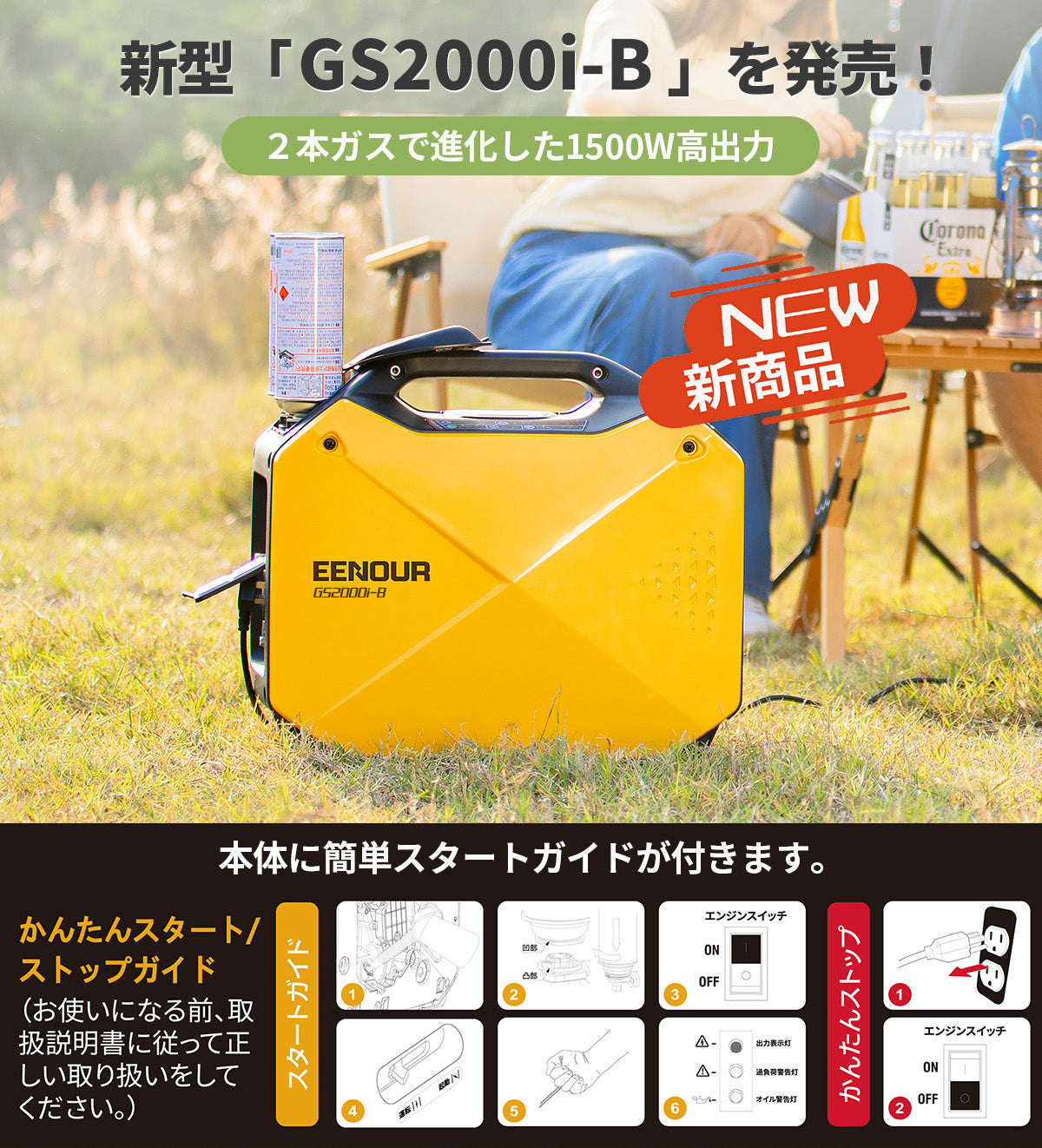 インバーター発電機GS2000i-B 1.5KVA/1500W – EENOUR