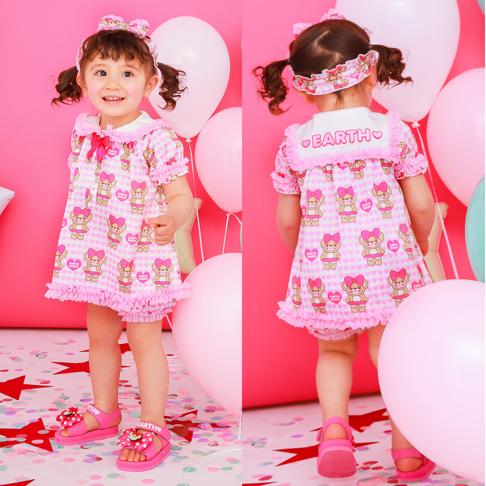 アースマジックベビー EARTHMAGIC BABY ハートいっぱいマフィー総柄3点