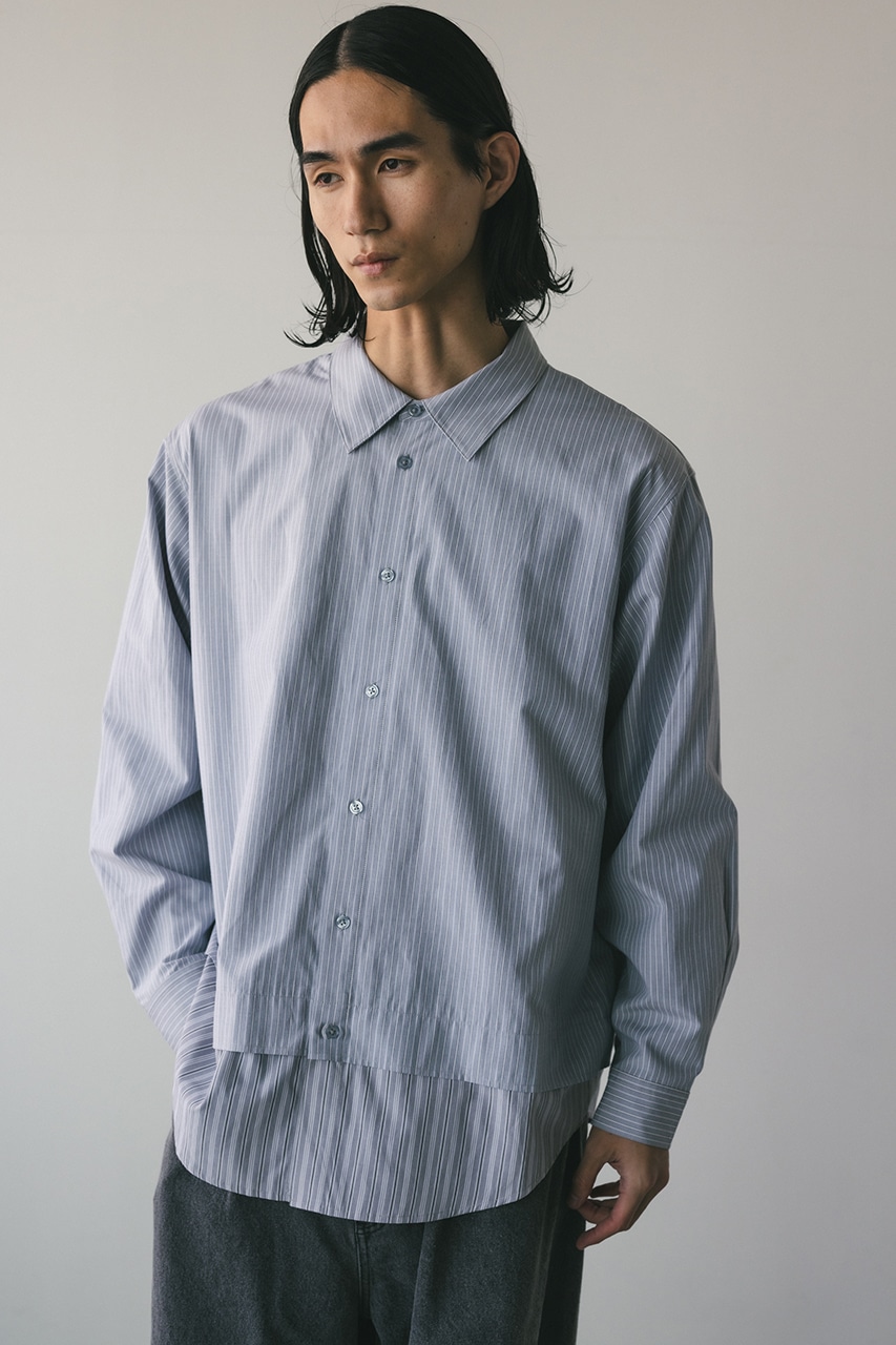 早い者勝ち】knosis ストライプ ワークシャツ 青 XL 新品未使用