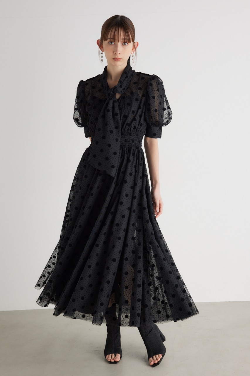 rienda | ネクタイチュールフレア OP (ワンピース(ミニ・ミディアム