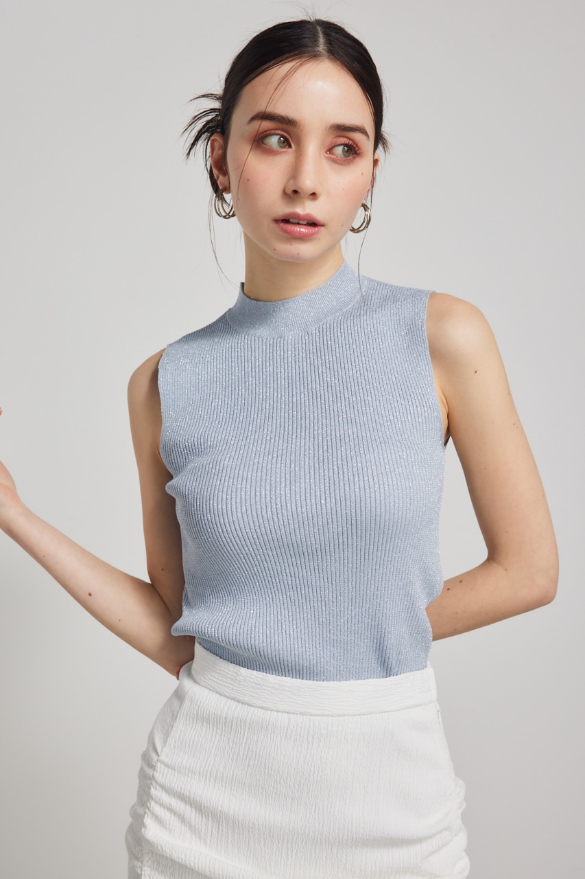 rienda | スリーブレスラメウォッシャブルKnit TOP (ニット ) |SHEL