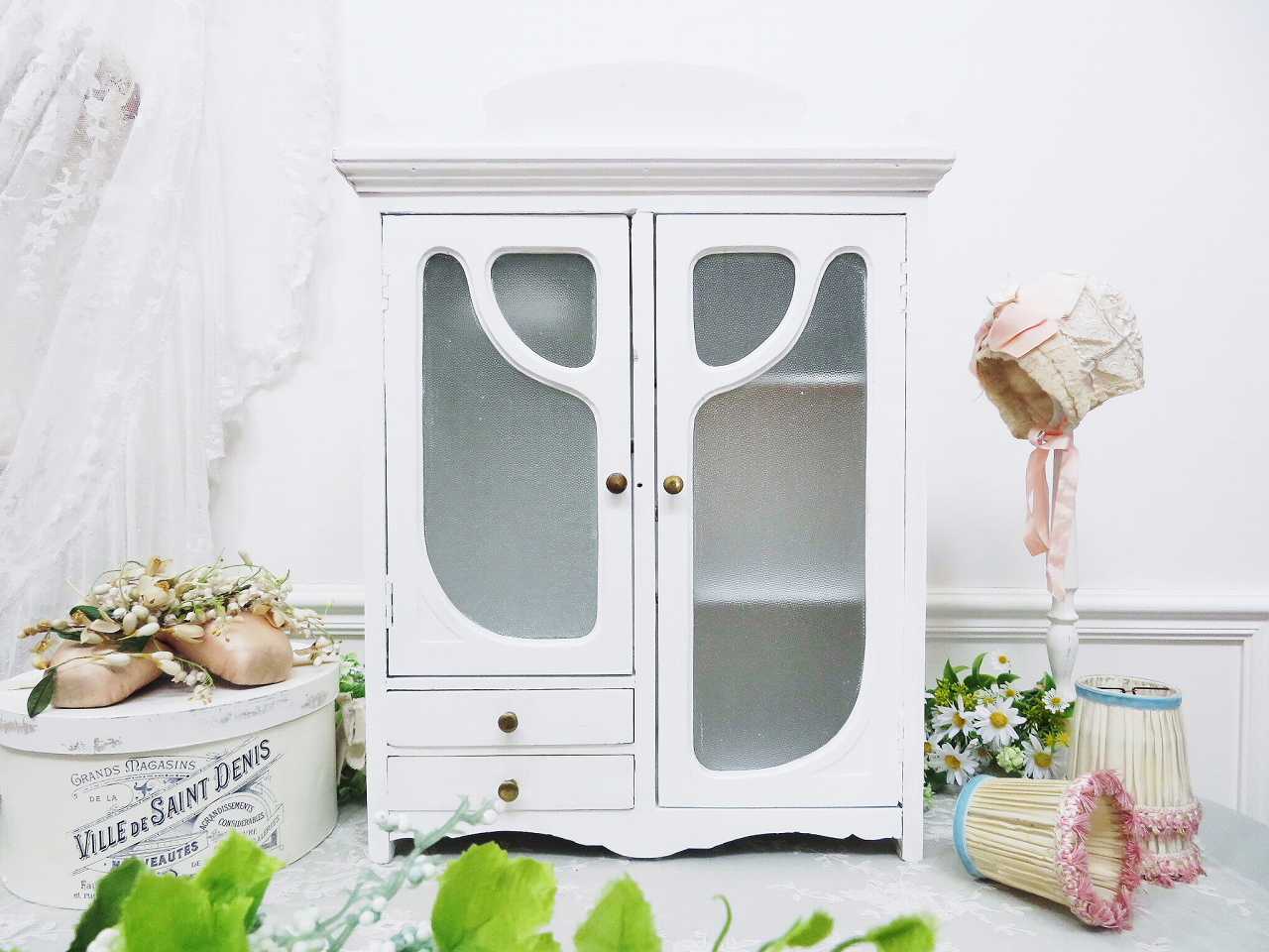 フランスアンティーク ドールキャビネット コーナーシェルフ