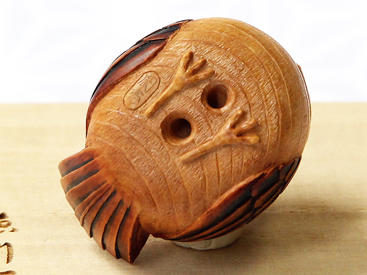 黄楊根付 福良雀 【岡壱名入り】【2019年9月9日】｜京都の着物和装小物