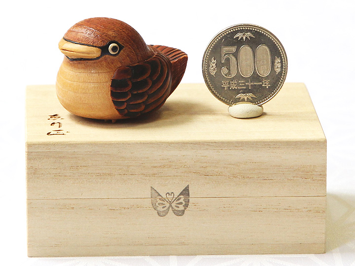 黄楊根付 福良雀 【岡壱名入り】【2019年9月9日】｜京都の着物和装小物