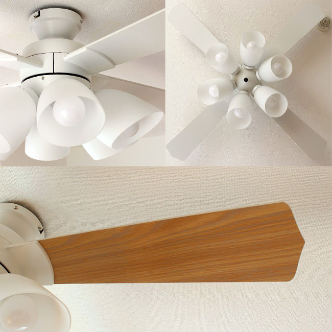 LED 電球色 6灯 東京メタル工業製シーリングファンライト【MFE010