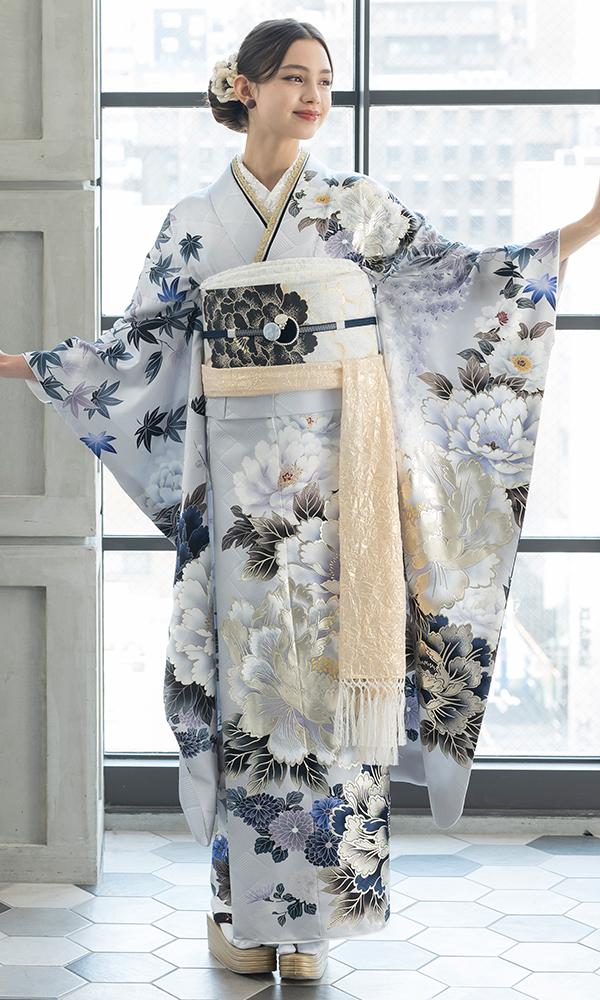 シルバーグレーに銀箔刺繡｜振袖大好き 【菊京屋】振袖レンタル 成人式