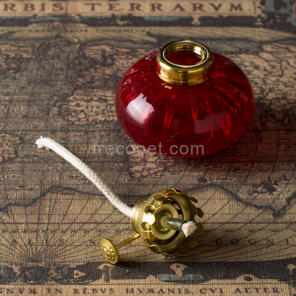 アンティークオイルランプ レッド 【宅急便配送】