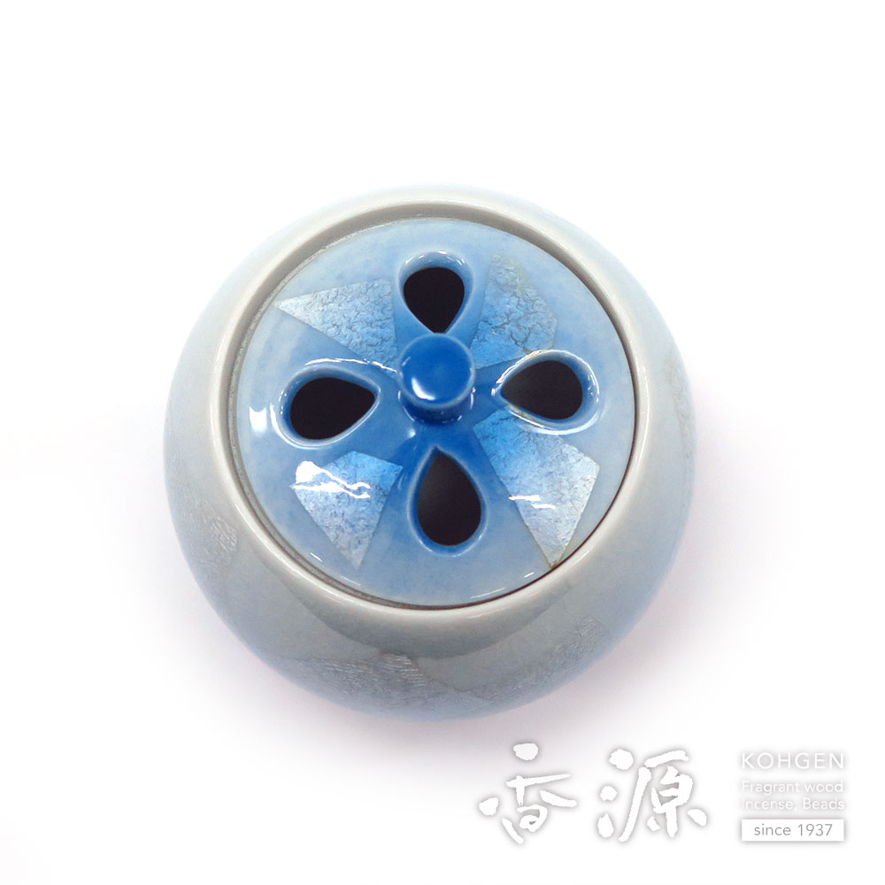 九谷焼 香炉 銀彩青 3号 限定品の通販 - お香専門店香源