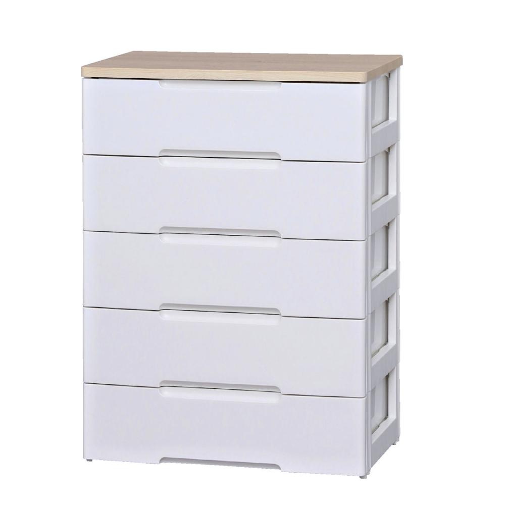 ウッドトップチェスト 幅56cm 5段 ホワイト HG－555 の通販