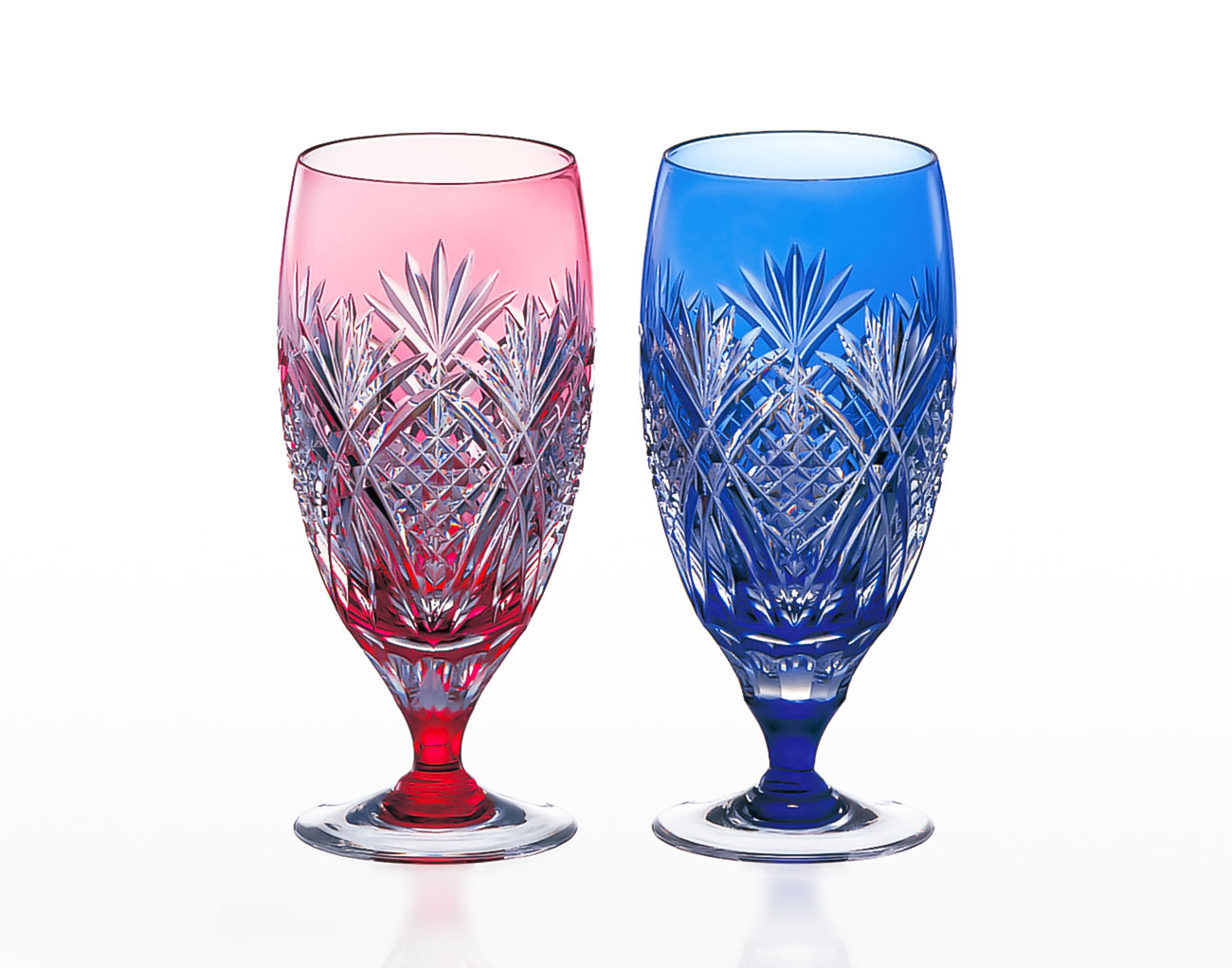 江戸切子 ペアビアグラス＜笹っ葉に魚子紋＞ | カガミクリスタル