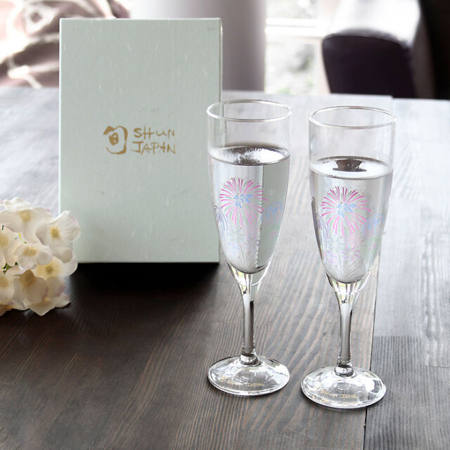 冷感花火 シャンパングラスペアセット 箱入 | 丸モ高木陶器