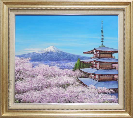 木村由記夫 哲学の道 油絵 絵画 風景画 花 桜 木村由記夫 哲学の道