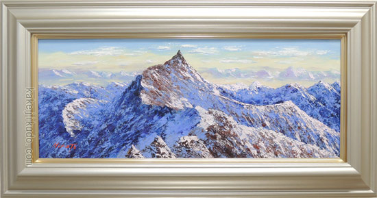 絵画 油絵 槍ヶ岳（朝焼け） （西村拡人） 送料無料 【肉筆】【油絵