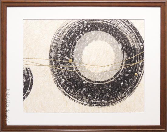 絵画（手漉き和紙と墨） 流転 送料無料 【肉筆】【抽象画】【変型特寸