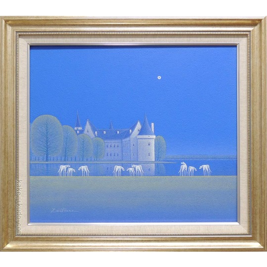 絵画 油絵 水辺の城 (松浦敬文) 送料無料 【肉筆】【油絵】【外国の