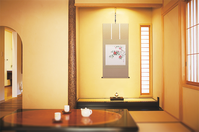 紅楓小禽図】楢崎鉄香 2681 共箱 掛け軸 肉筆 紅楓小禽図】楢崎鉄香