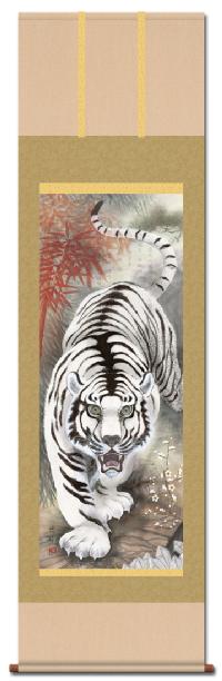 虎の掛け軸 173cm×56cm 掛け軸アート「虎」/日本画/古材額/骨董 |