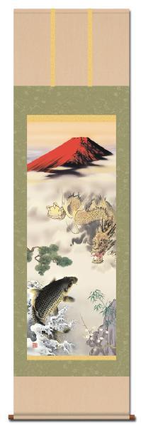 天龍昇鯉吉祥図（てんりゅうしょうりきっしょうず） 長江 桂舟 尺三