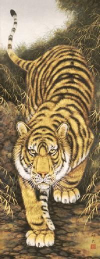 虎の掛軸 月と松の風景 楽天市場】掛け軸 猛虎 （高松邦夫） 送料無料