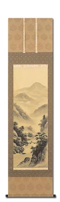 水墨山水 林春雪 （尺五横）肉筆！ 山水画 - 掛け軸（掛軸）販売通販
