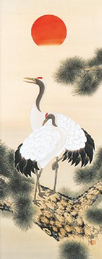 松上鶴 田上芳泉 (尺五立）肉筆！ 開運画 - 掛け軸（掛軸）販売通販