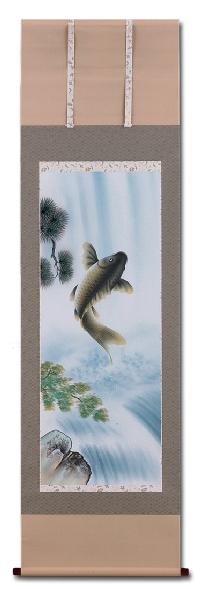 滝登 北村晴方 尺五立 肉筆！ 大特価商品 - 掛け軸（掛軸）販売通販