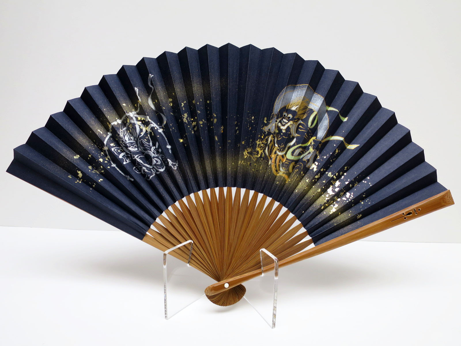 紳士用紙扇子 雅洛風扇子「風神雷神」