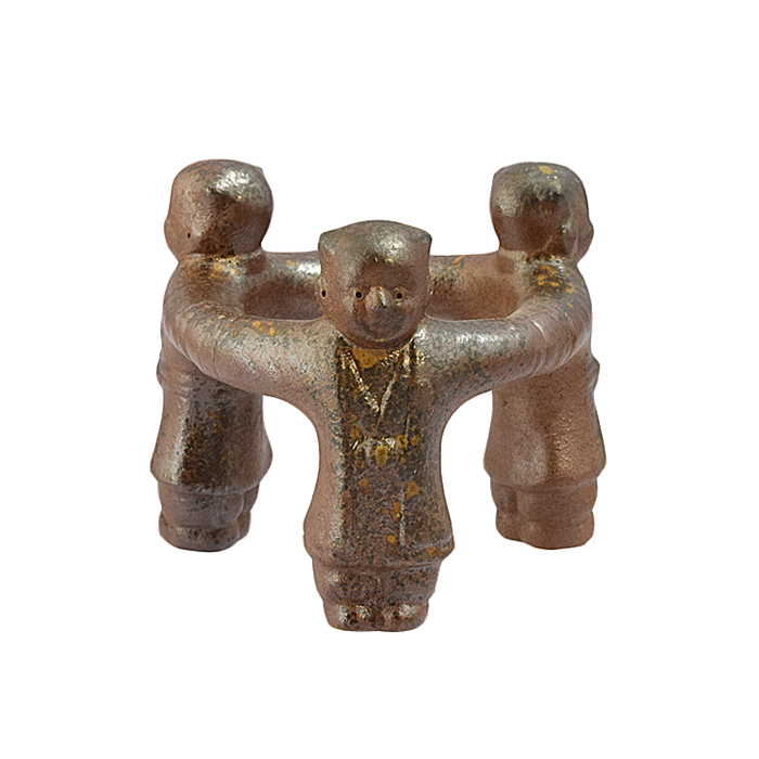 蓋置 備前 三ツ人形 陶峰作 №1 ［現品限り］