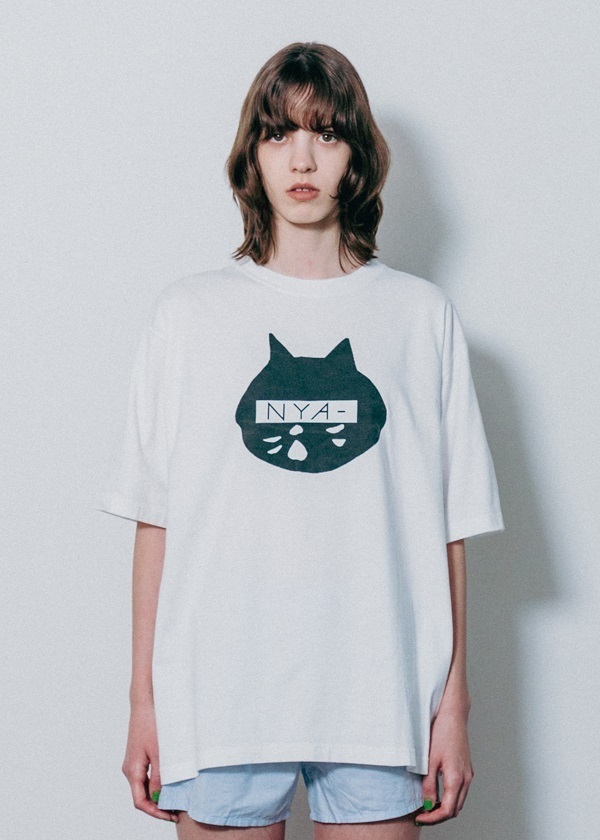 NYA- / FRONT NYA-? T / ビッグシルエットTシャツ(02 white(01)): NYA