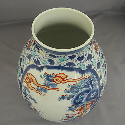 10518] 十二代今泉今右衛門 花入 楼閣山水文 花瓶 - 広田屋 ブランド