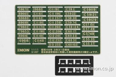 1:87蒸気機関車ナンバープレート 熊本・大分鉄道管理局所属（昭和48