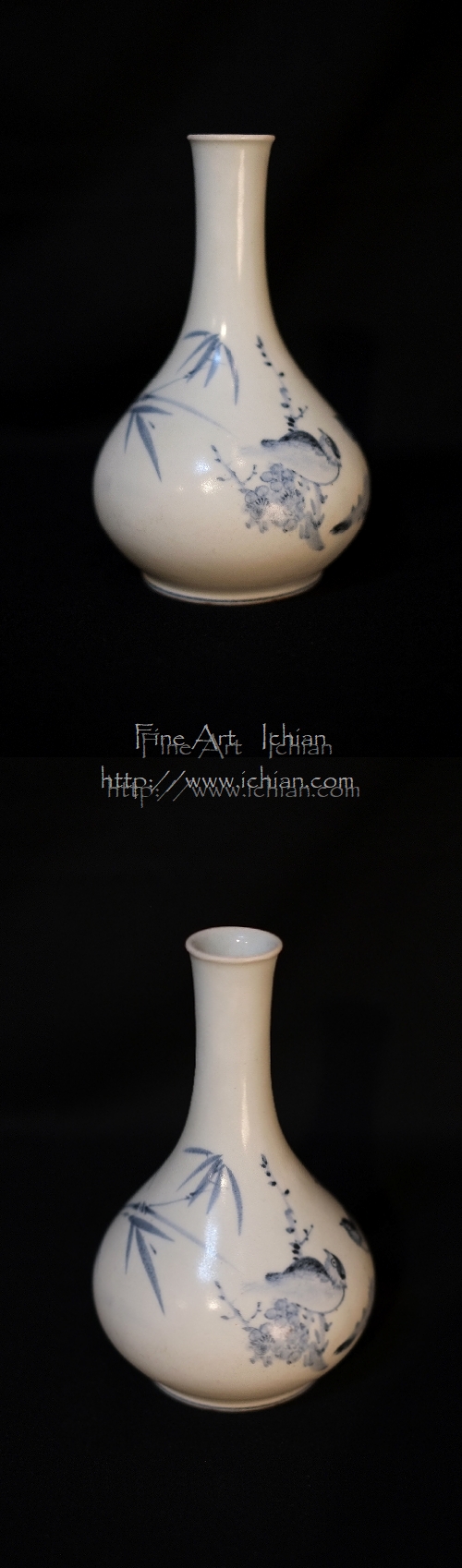 李朝 染付花文(薔薇)壷 18世紀頃