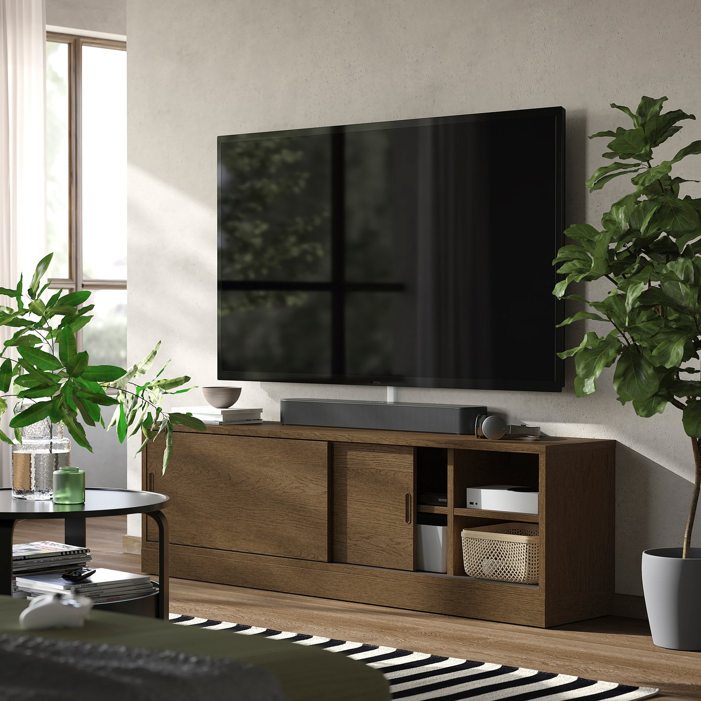 IKEA テレビボード BOASTAD TV storage combination black/oak veneer